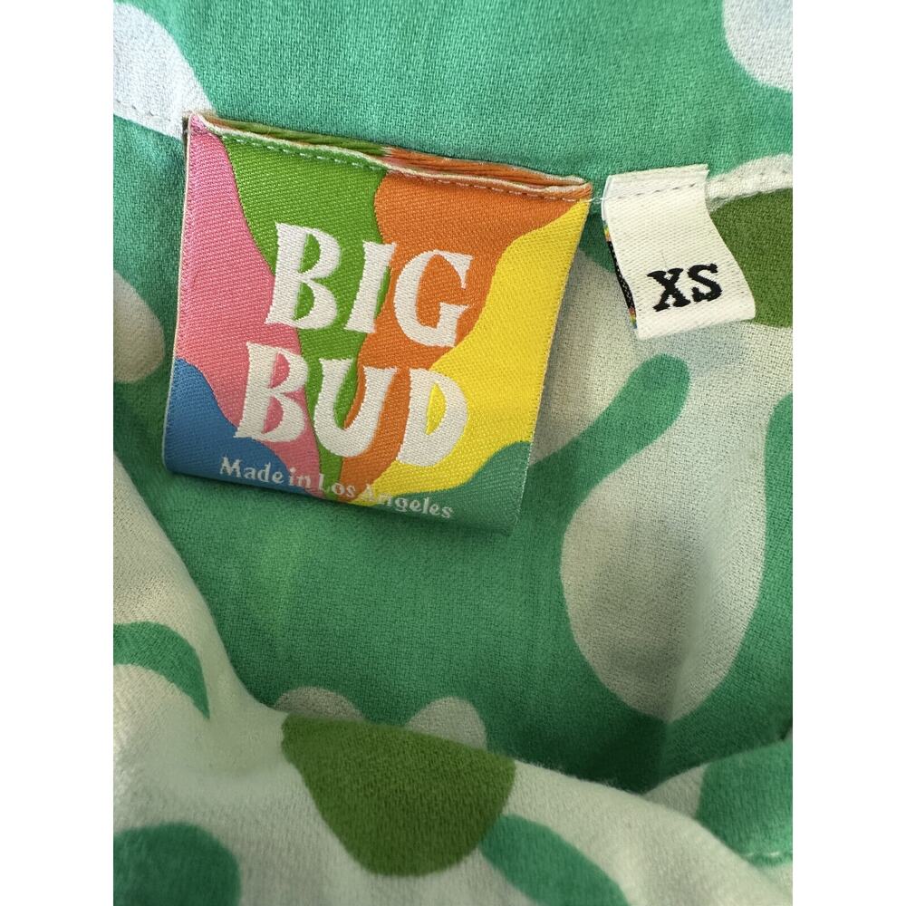 Big Bud Lazy Daisy Button Up Shirt Green Floral Print Top Cotton US Made Size XS - Picture 6 of 12